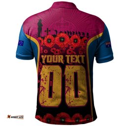Brisbane Lions Polo Shirt Lest We Forget In Eternal Honor And Duty