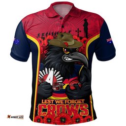 Adelaide Crows Polo Shirt Lest We Forget In Eternal Honor And Duty
