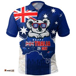 Australia Polo Shirt Australia Day Koala Spirit Blue Flag Celebration