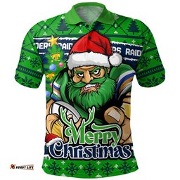 Canberra Raiders Polo Shirt Merry Christmas Game Day Knit Style Team Edition
