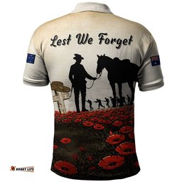 Australia Polo Shirt Lest We Forget Light Horse Dawn Field