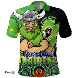 Canberra Raiders Polo Shirt NAIDOC Week 50 Years Of Deadly Indigenous Pattern