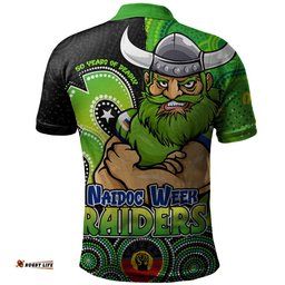 Canberra Raiders Polo Shirt NAIDOC Week 50 Years Of Deadly Indigenous Pattern