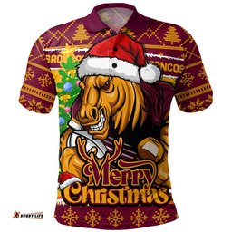Brisbane Broncos Polo Shirt Merry Christmas Game Day Knit Style Team Edition