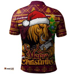 Brisbane Broncos Polo Shirt Merry Christmas Game Day Knit Style Team Edition