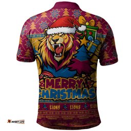 Brisbane Lions Polo Shirt Festive Holiday Merry Christmas Vibe