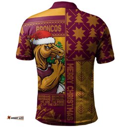 Brisbane Broncos Polo Shirt Christmas Magic Knit Style Winter Glow
