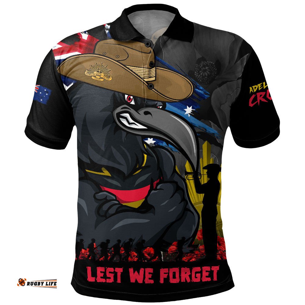Adelaide Crows Polo Shirt ANZAC Inspired Football Fan Memorial Design