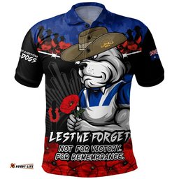 Canterbury-Bankstown Bulldogs Polo Shirt ANZAC Day Red Poppy And Brave Hearts Remembrance
