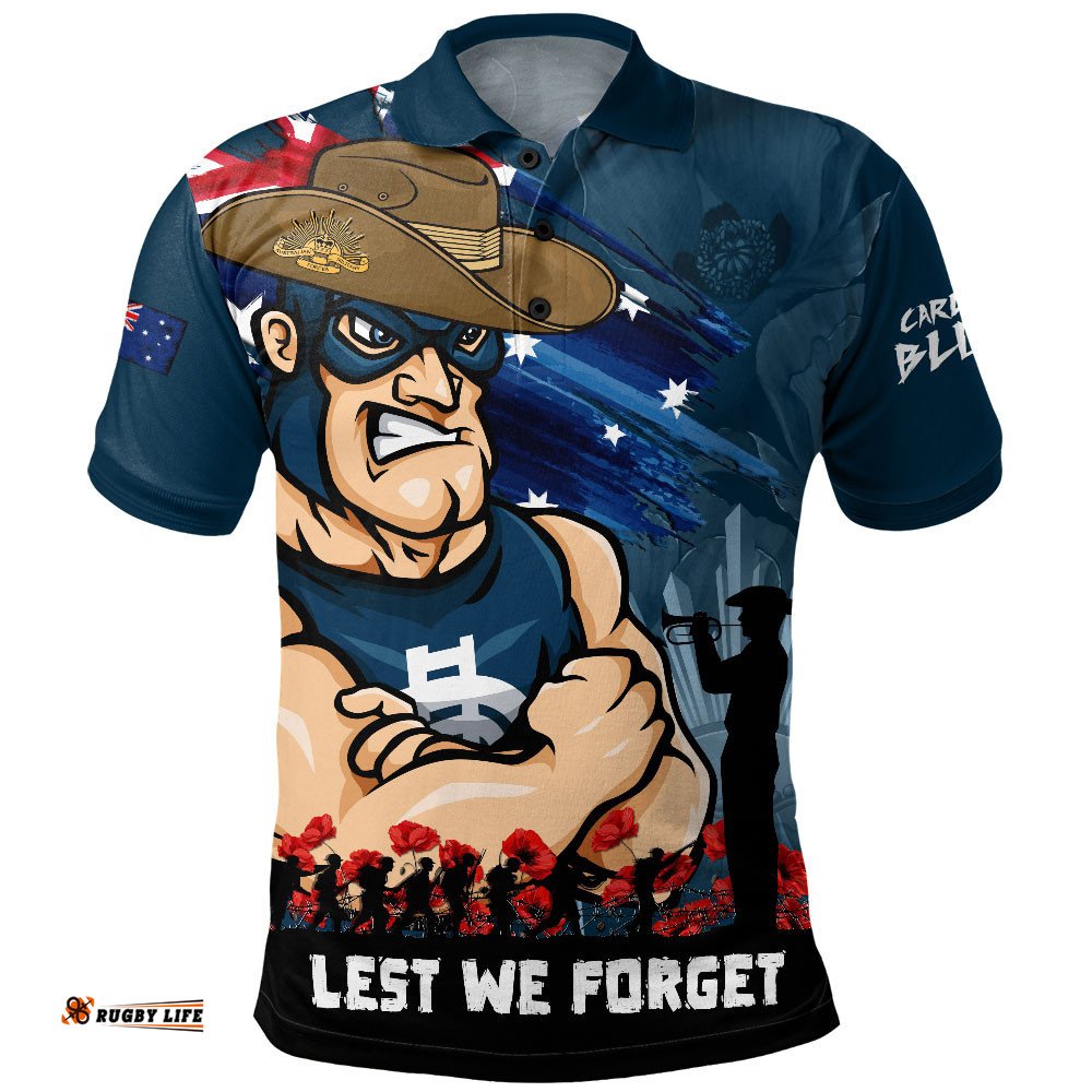 Carlton Polo Shirt ANZAC Inspired Football Fan Memorial Design