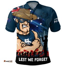 Carlton Polo Shirt ANZAC Inspired Football Fan Memorial Design