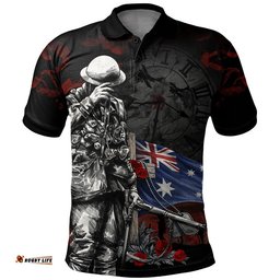 Australia Polo Shirt Anzac Day Silent Dawn Spirit Of Remembrance