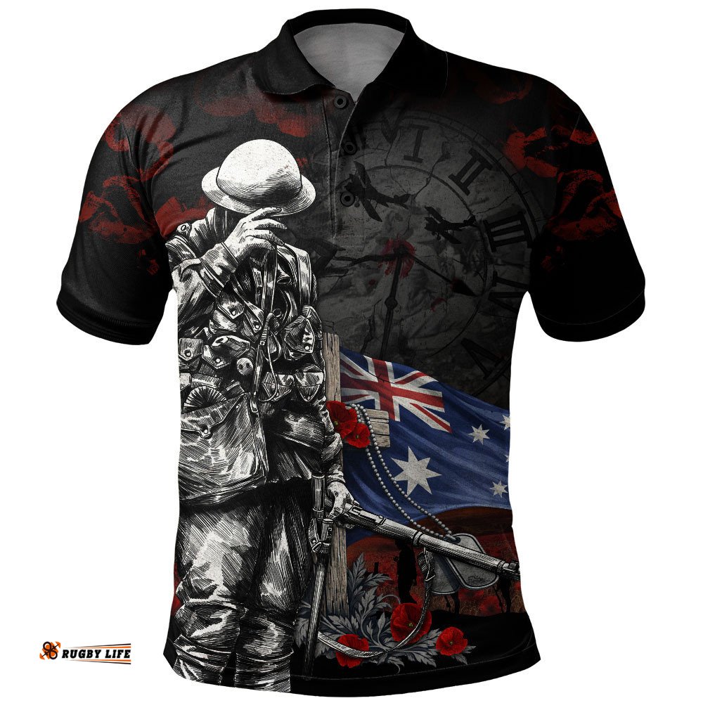 Australia Polo Shirt Anzac Day Silent Dawn Spirit Of Remembrance