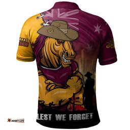 Brisbane Broncos Polo Shirt Anzac Day Lest We Forget Silent Dawn