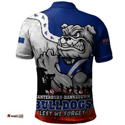 Canterbury-Bankstown Bulldogs Polo Shirt Anzac Day Remembrance Of Courage Loyalty Valor