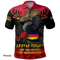 Adelaide Crows Polo Shirt ANZAC Day Not For Victory For Remembrance