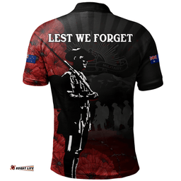 Australia Polo Shirt Anzac Day Lest We Forget Fallen Soldier ( Custom )