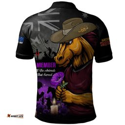 Brisbane Broncos Polo Shirt Anzac Day Purple Poppy And Animals That Served