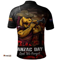 Brisbane Broncos Polo Shirt Anzac Day Rising Dawn Ceremony Lest We Forget Courage
