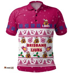 Brisbane Lions Polo Shirt Special Ugly Christmas Holiday Footy Fans