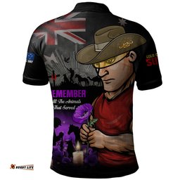 Gold Coast SUNS Polo Shirt Anzac Day In Memory Of Animals That Served