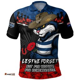 Geelong Cats Polo Shirt ANZAC Day Not For Victory For Remembrance