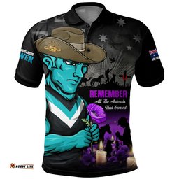 Port Adelaide Polo Shirt Anzac Day In Memory Of Animals That Served