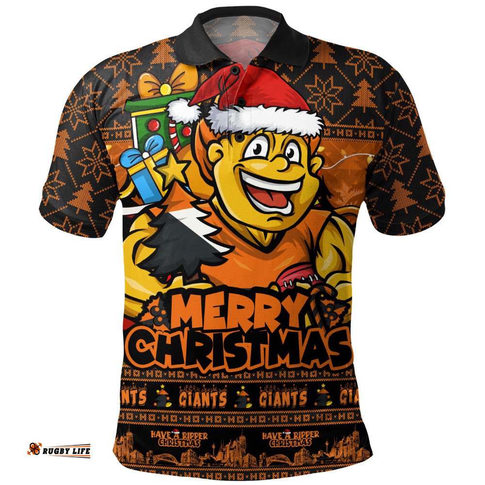 GWS GIANTS Polo Shirt Festive Holiday Merry Christmas Vibe