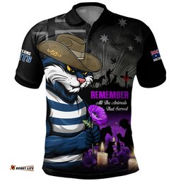 Geelong Cats Polo Shirt Anzac Day In Memory Of Animals That Served