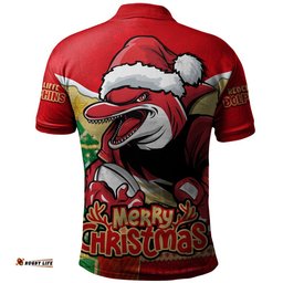 Redcliffe Dolphins Polo Shirt Santa Scoring Touchdown On Christmas Game Day