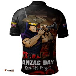 Melbourne Storm Polo Shirt Anzac Day Rising Dawn Ceremony Lest We Forget Courage