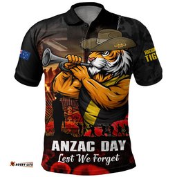 Richmond Polo Shirt ANZAC Day Lest We Forget Red Poppy And Honor The Brave Tribute