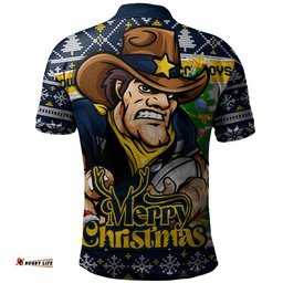 North Queensland Cowboys Polo Shirt Merry Christmas Game Day Knit Style Team Edition