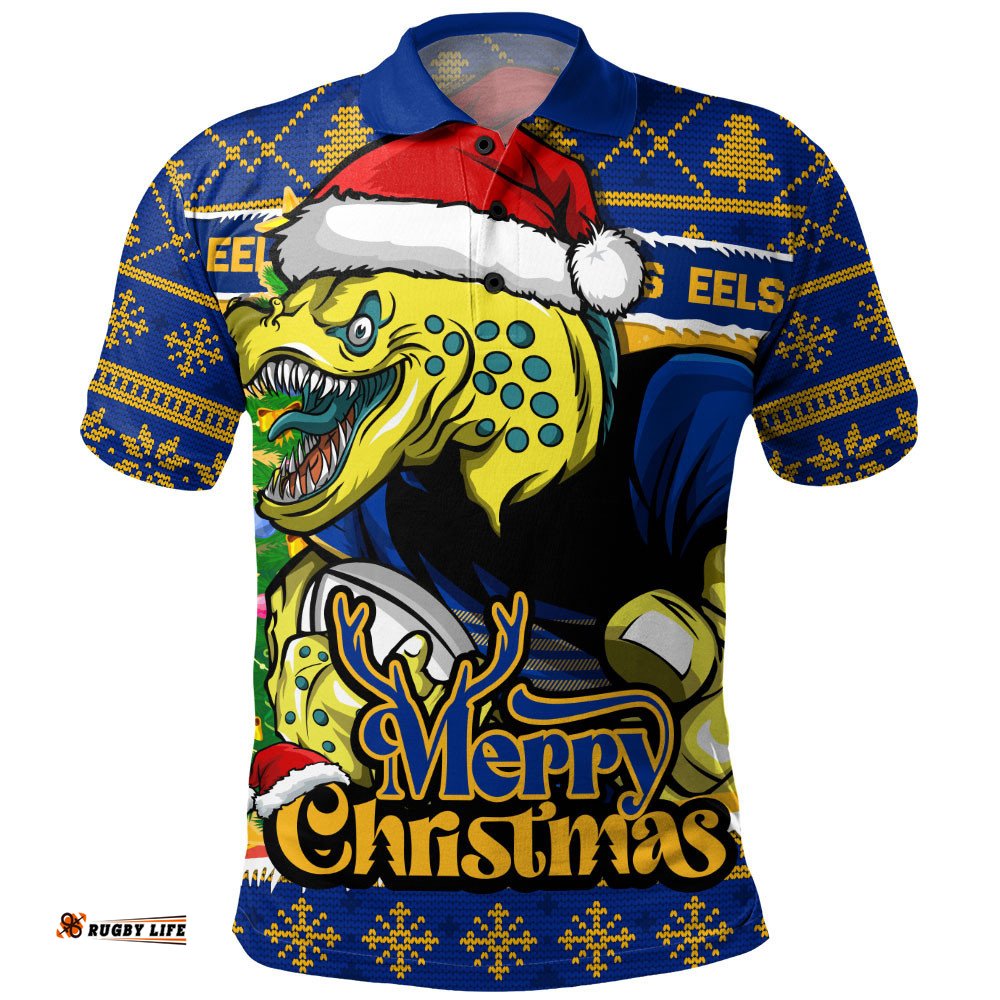 Parramatta Eels Polo Shirt Merry Christmas Game Day Knit Style Team Edition