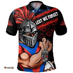 Newcastle Knights Polo Shirt Anzac Remembrance Of The Fallen