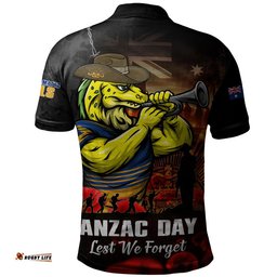 Parramatta Eels Polo Shirt Anzac Day Rising Dawn Ceremony Lest We Forget Courage