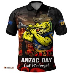 Parramatta Eels Polo Shirt Anzac Day Rising Dawn Ceremony Lest We Forget Courage