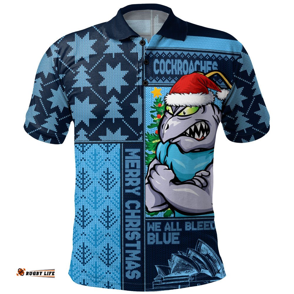 New South Wales Blues Polo Shirt Winter Knit Magic Holiday Spirit