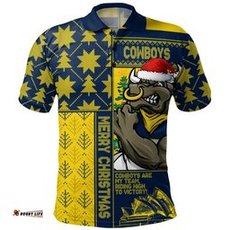 North Queensland Cowboys Polo Shirt Christmas Magic Knit Style Winter Glow