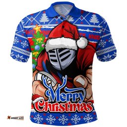 Newcastle Knights Polo Shirt Merry Christmas Game Day Knit Style Team Edition