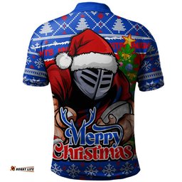 Newcastle Knights Polo Shirt Merry Christmas Game Day Knit Style Team Edition