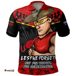 Gold Coast SUNS Polo Shirt ANZAC Day Not For Victory For Remembrance