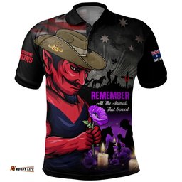 Melbourne Polo Shirt Anzac Day In Memory Of Animals That Served
