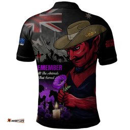 Melbourne Polo Shirt Anzac Day In Memory Of Animals That Served