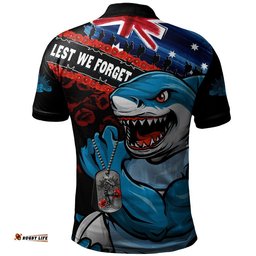 Cronulla-Sutherland Sharks Polo Shirt Anzac Remembrance Of The Fallen