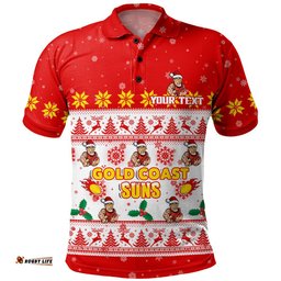 Gold Coast SUNS Polo Shirt Special Ugly Christmas Holiday Footy Fans
