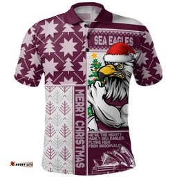 Manly Warringah Sea Eagles Polo Shirt Christmas Magic Knit Style Winter Glow