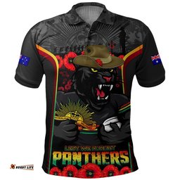 Penrith Panthers Polo Shirt Lest We Forget In Honor And Remembrance