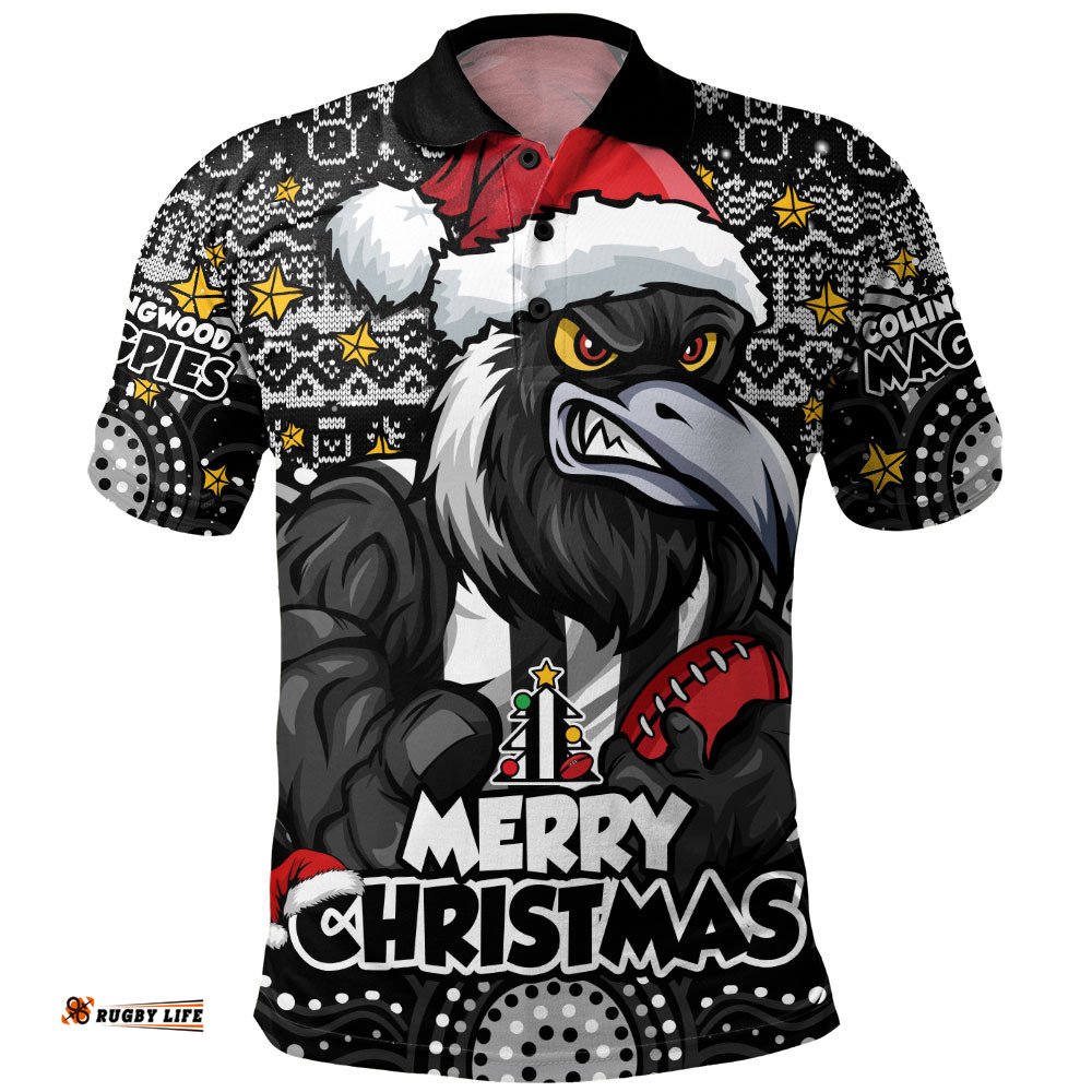 Collingwood Polo Shirt Ugly Christmas Knit Patterns Vintage Jersey