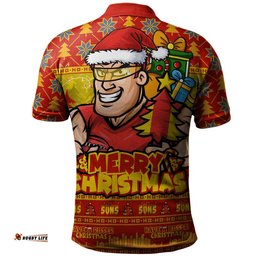 Gold Coast SUNS Polo Shirt Festive Holiday Merry Christmas Vibe